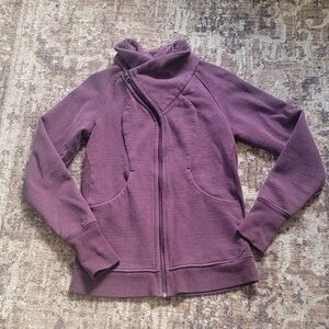 Lululemon 6 Scuba Jacket Purple Maroon Angled Zip Up Cowl Neck Jacket